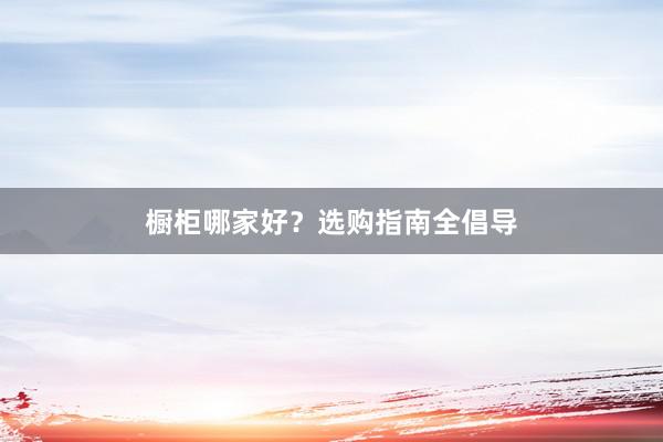 橱柜哪家好？选购指南全倡导